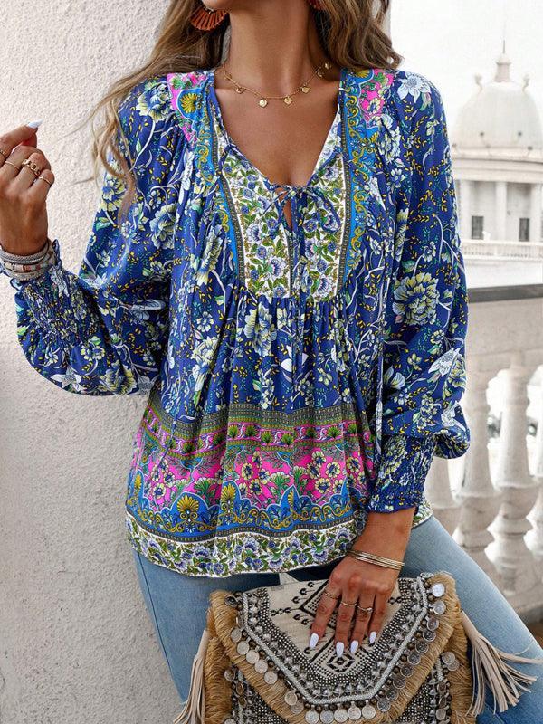 Women's Bohemian Casual Floral Print blouse - 808Lush