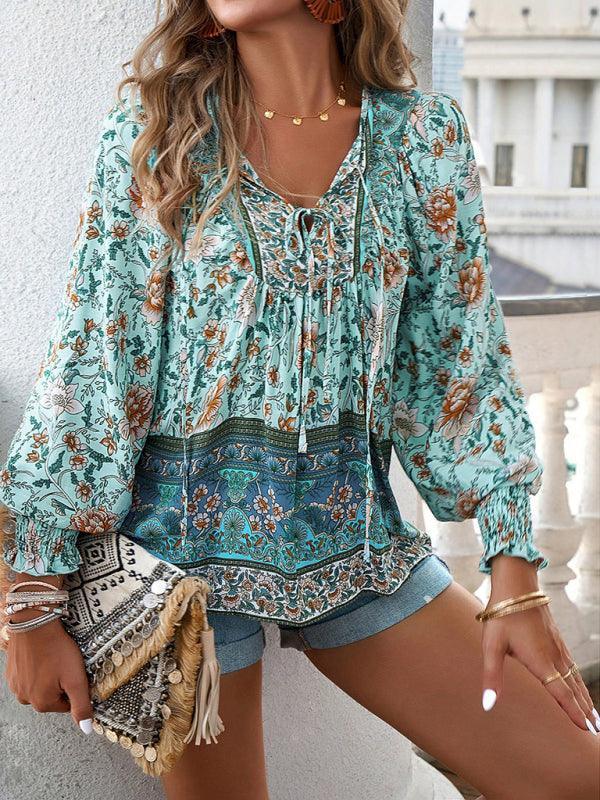 Women's Bohemian Casual Floral Print blouse - 808Lush