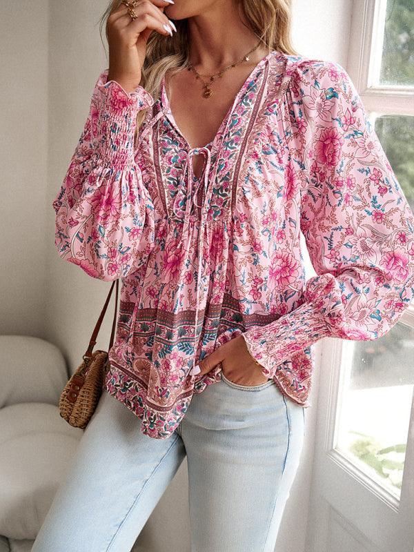 Women's Bohemian Casual Floral Print blouse - 808Lush