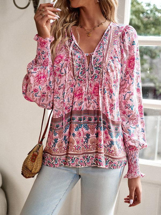 Women's Bohemian Casual Floral Print blouse - 808Lush