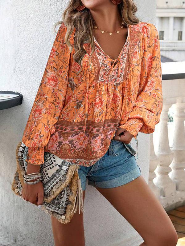 Women's Bohemian Casual Floral Print blouse - 808Lush