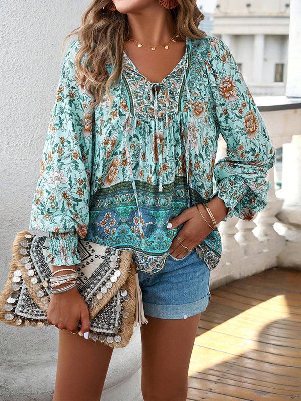 Women's Bohemian Casual Floral Print blouse - 808Lush