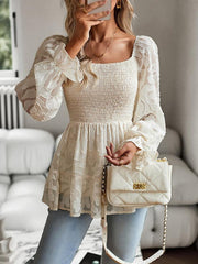 Women's Bohemian Elegant Square Neck Long Sleeve blouse - 808Lush