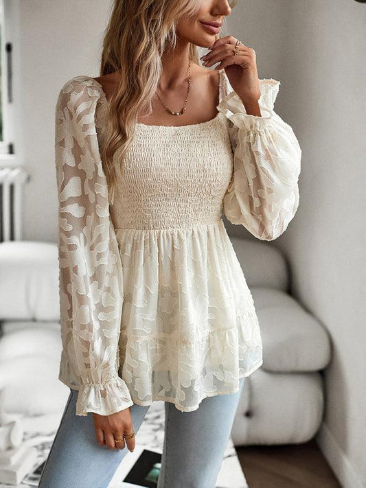 Women's Bohemian Elegant Square Neck Long Sleeve blouse - 808Lush