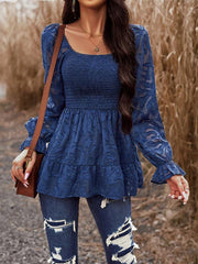 Women's Bohemian Elegant Square Neck Long Sleeve blouse - 808Lush