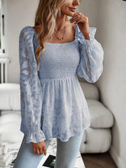 Women's Bohemian Elegant Square Neck Long Sleeve blouse - 808Lush