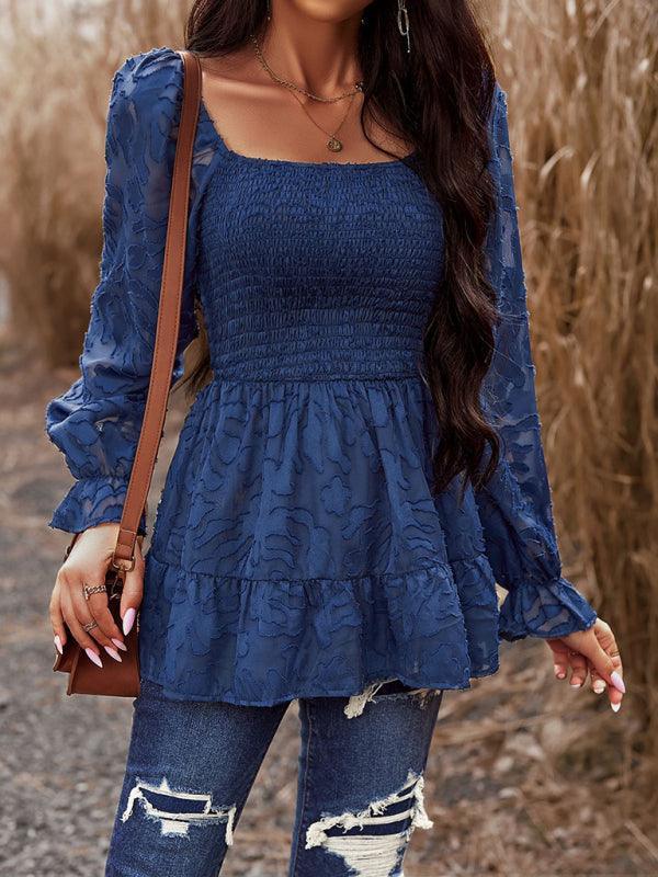 Women's Bohemian Elegant Square Neck Long Sleeve blouse - 808Lush