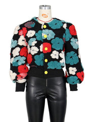 Women's Button Three-dimensional Flower Short Jacket - 808Lush