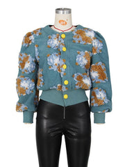 Women's Button Three-dimensional Flower Short Jacket - 808Lush