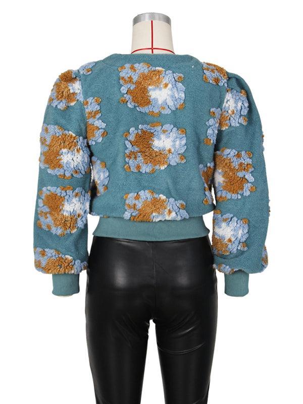 Women's Button Three-dimensional Flower Short Jacket - 808Lush