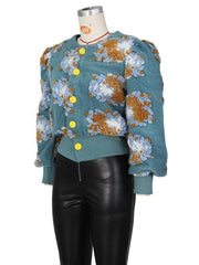 Women's Button Three-dimensional Flower Short Jacket - 808Lush