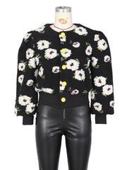 Women's Button Three-dimensional Flower Short Jacket - 808Lush