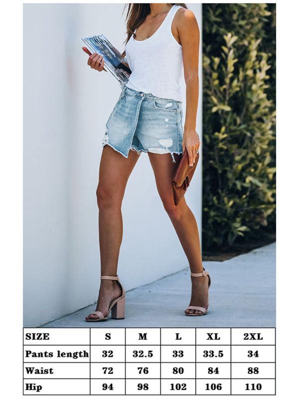 Women's Casual Broken Denim Shorts Skirt - 808Lush