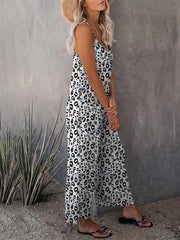 Women's Casual Sleeveless Leopard Print Pocket Loose Suspender Jumpsuit - 808Lush