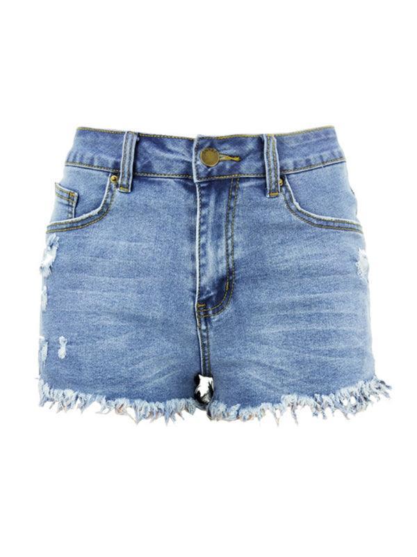 Women's Casual Tassel High Waist Denim Shorts - 808Lush