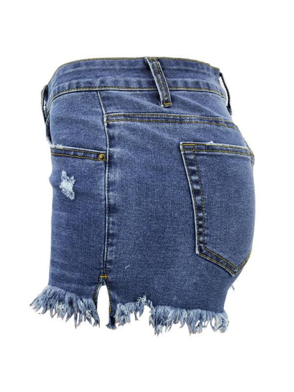 Women's Casual Tassel High Waist Denim Shorts - 808Lush