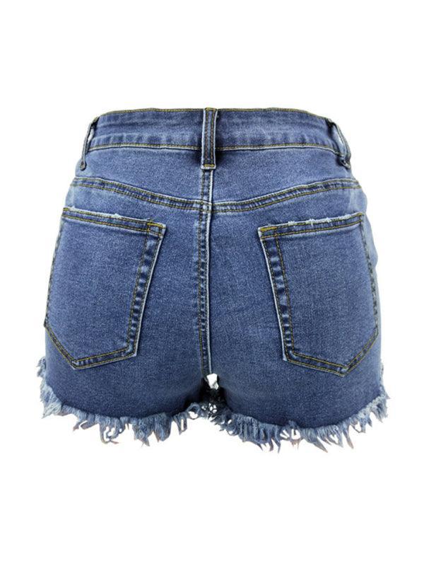 Women's Casual Tassel High Waist Denim Shorts - 808Lush