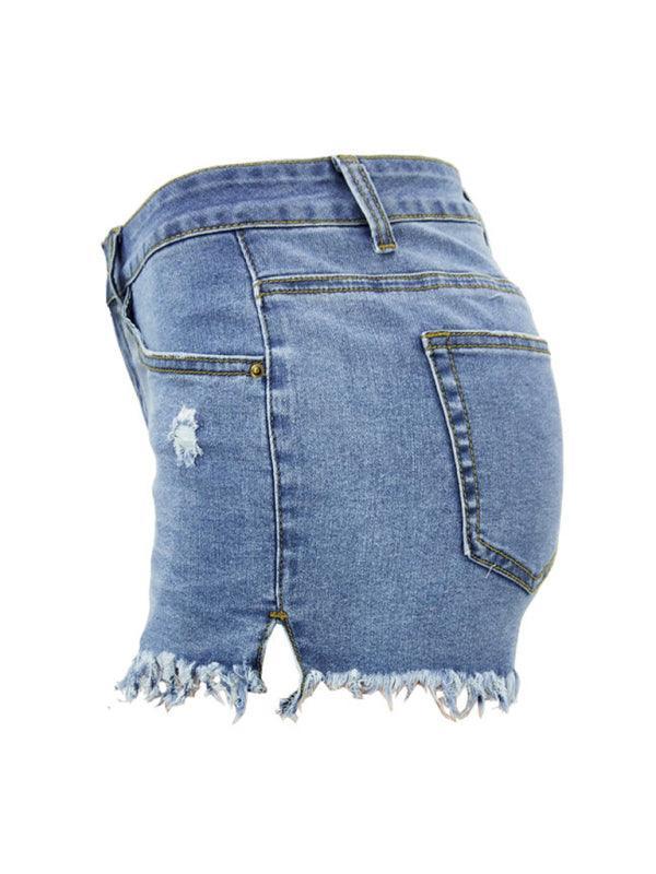 Women's Casual Tassel High Waist Denim Shorts - 808Lush