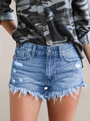 Women's Casual Tassel High Waist Denim Shorts - 808Lush