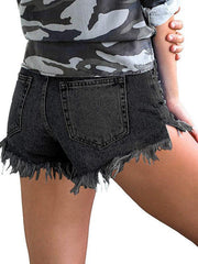 Women's Casual Tassel High Waist Denim Shorts - 808Lush