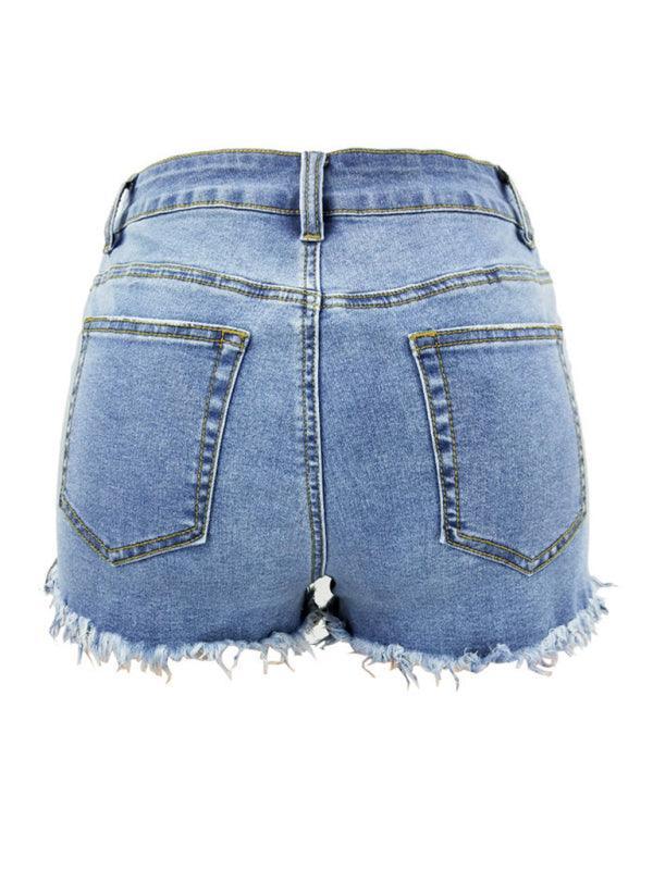 Women's Casual Tassel High Waist Denim Shorts - 808Lush