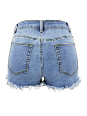 Women's Casual Tassel High Waist Denim Shorts - 808Lush