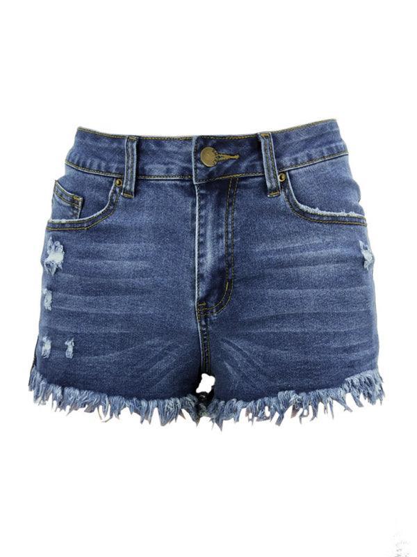 Women's Casual Tassel High Waist Denim Shorts - 808Lush