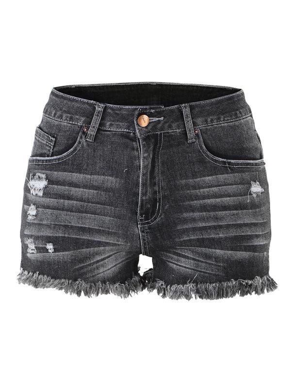 Women's Casual Tassel High Waist Denim Shorts - 808Lush