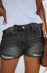 Women's Casual Washed And Torn Denim Shorts - 808Lush