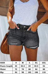 Women's Casual Washed And Torn Denim Shorts - 808Lush