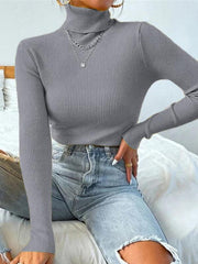 Women's Christmas turtleneck tight knit top - 808Lush