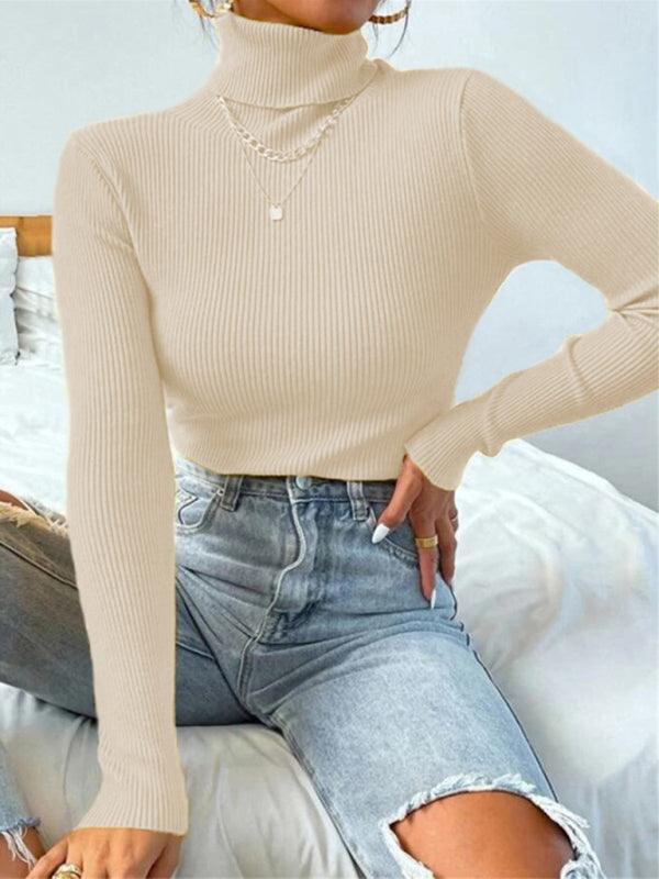 Women's Christmas turtleneck tight knit top - 808Lush