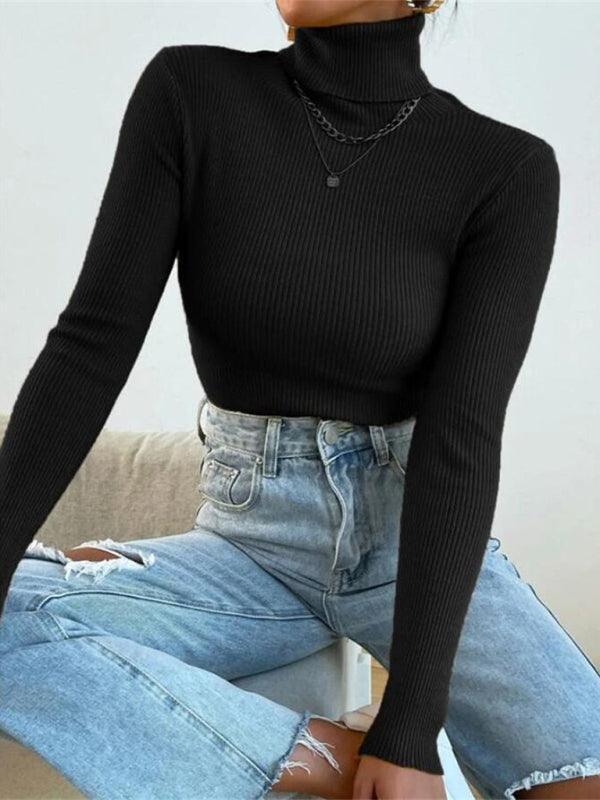 Women's Christmas turtleneck tight knit top - 808Lush