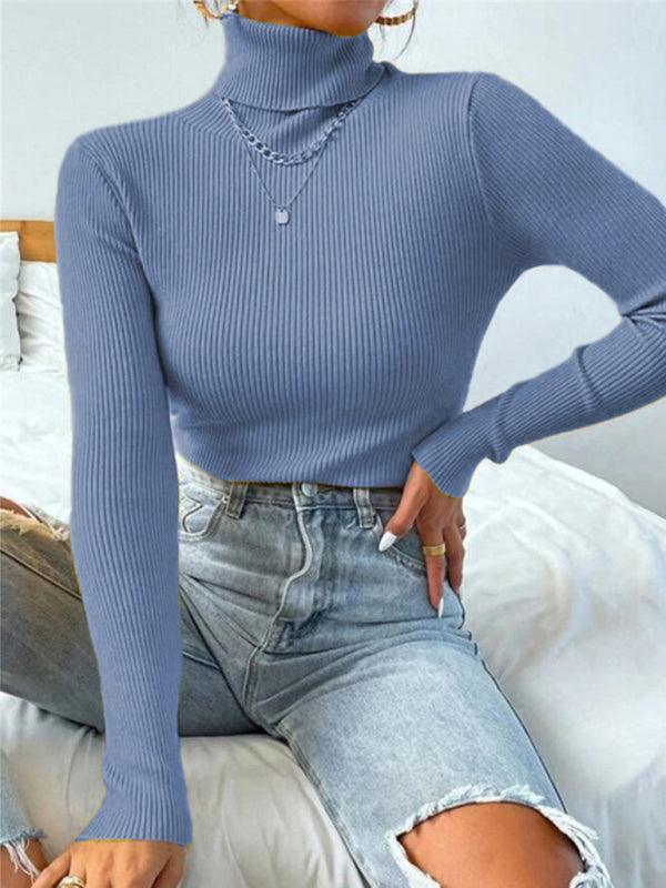 Women's Christmas turtleneck tight knit top - 808Lush