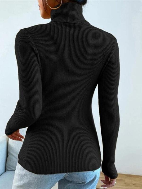 Women's Christmas turtleneck tight knit top - 808Lush