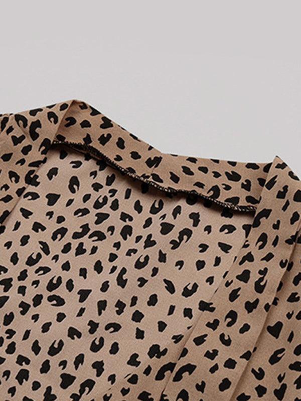 Women's Commuter Leopard Print Tie Shirt - 808Lush