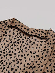 Women's Commuter Leopard Print Tie Shirt - 808Lush