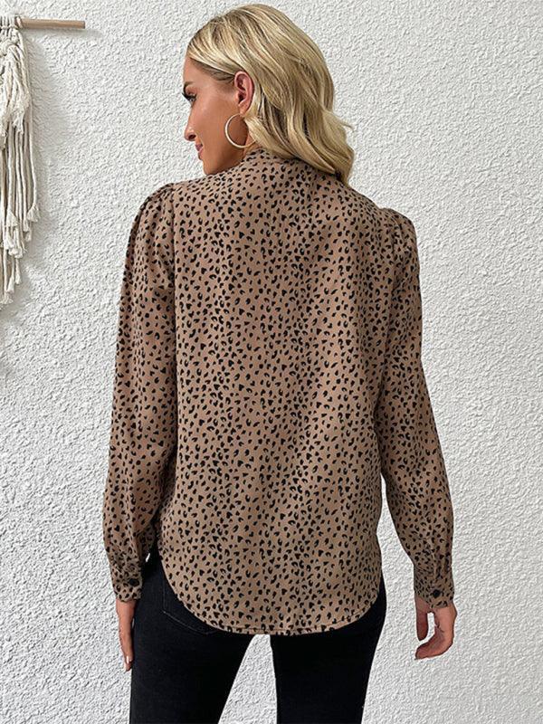 Women's Commuter Leopard Print Tie Shirt - 808Lush