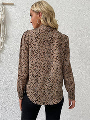 Women's Commuter Leopard Print Tie Shirt - 808Lush