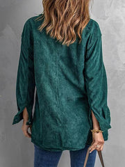 Women's Corduroy Lapel Button Loose Casual blouse - 808Lush