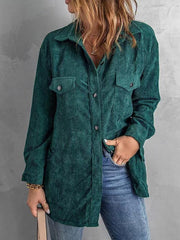 Women's Corduroy Lapel Button Loose Casual blouse - 808Lush