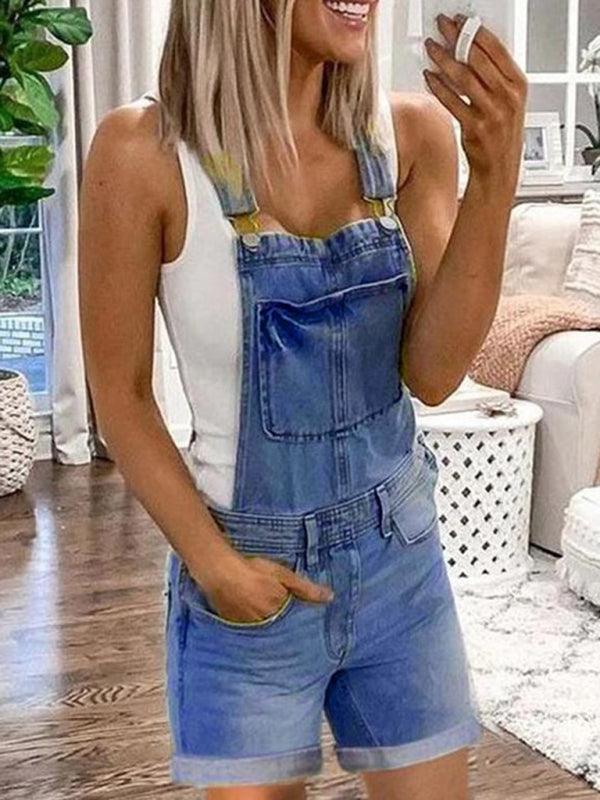 Women's Denim Overalls Sexy Fashion Washed Denim Romper - 808Lush