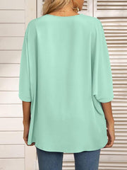 Women's Dolman Sleeve Chiffon V-Neck Short Sleeve Shirt Shirt - 808Lush