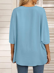 Women's Dolman Sleeve Chiffon V-Neck Short Sleeve Shirt Shirt - 808Lush