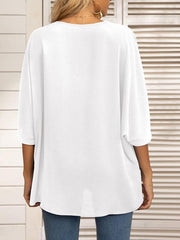 Women's Dolman Sleeve Chiffon V-Neck Short Sleeve Shirt Shirt - 808Lush