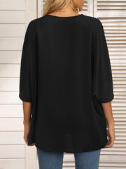 Women's Dolman Sleeve Chiffon V-Neck Short Sleeve Shirt Shirt - 808Lush