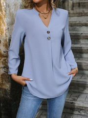 Women's Elegant Commuting V-Neck Button-Down Pullover Shirt - 808Lush