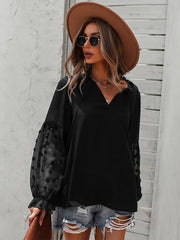 Women's Elegant Lace Stand Collar Puff Sleeve Shirt - 808Lush