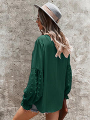 Women's Elegant Lace Stand Collar Puff Sleeve Shirt - 808Lush