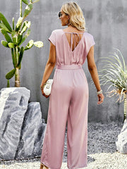 Women's Elegant Solid Color V Neck Jumpsuit - 808Lush